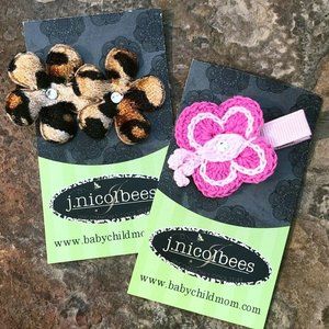 [SET of 2] Leopard Print & Butterfly Hair Clippies